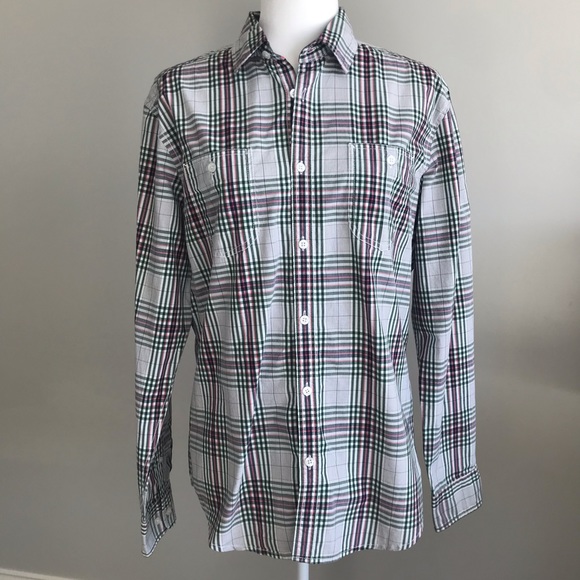 ESPRIT Green Pink Plaid Button Down Shirt, Esprit Shirt, Plaid Shirt, M - Picture 2 of 11